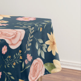 Navy Blue Elegante Vintage Wildblume Muster Tischdecke