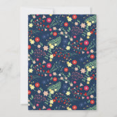 Navy Blue Elegante Wildblume Baby Shower Einladung (Rückseite)