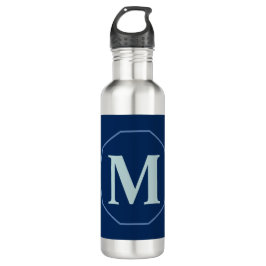 Navy Blue eleganter Monogramm personalisiert Edelstahlflasche