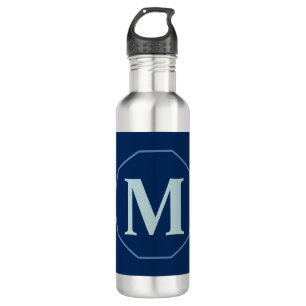 Navy Blue eleganter Monogramm personalisiert Edelstahlflasche