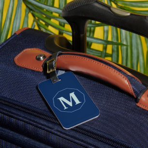 Navy Blue eleganter Monogramm personalisiert Gepäckanhänger