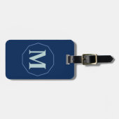 Navy Blue eleganter Monogramm personalisiert Gepäckanhänger (Vorderseite horizontal)
