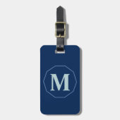 Navy Blue eleganter Monogramm personalisiert Gepäckanhänger (Vorderseite vertikal)