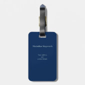 Navy Blue eleganter Monogramm personalisiert Gepäckanhänger (Rückseite vertikal)