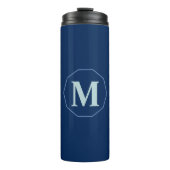 Navy Blue eleganter Monogramm personalisiert Thermosbecher (Vorderseite)