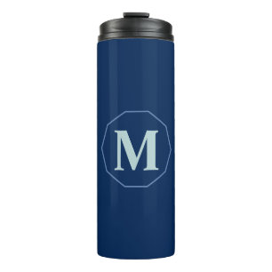Navy Blue eleganter Monogramm personalisiert Thermosbecher