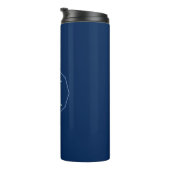 Navy Blue eleganter Monogramm personalisiert Thermosbecher (Nach rechts gedreht)