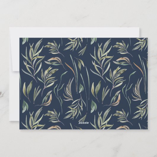 Navy Blue elegantes botanisches Foto Weihnachten (Rückseite)