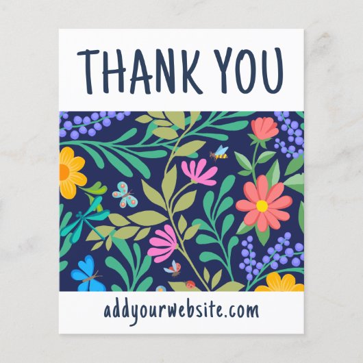 Navy Blue Eleganto Floral Vielen Dank für Ihre Bes (Vorderseite)