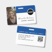 Navy Blue Employee Foto ID Company Security Ausweis (Vorder- & Rückseite)