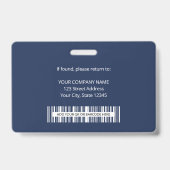 Navy Blue Employee Foto ID Name QR Bar Code Ausweis (Back)
