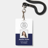 Navy Blue, Employee Foto ID w/QR Code, Company Ausweis (Vorderseite mit Lanyard)
