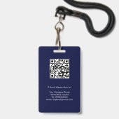 Navy Blue, Employee Foto ID w/QR Code, Company Ausweis (Rückseite mit Lanyard)