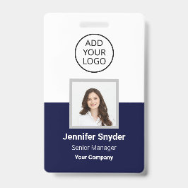 Navy Blue, Employee Foto ID w/QR Code, Company Ausweis
