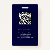 Navy Blue, Employee Foto ID w/QR Code, Company Ausweis (Rückseite)