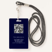 Navy Blue, Employee Foto ID w/QR Code, Company Ausweis (Rückseite mit Schlüsselband)