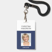 Navy Blue Employee - Name Foto Corporate Work Ausweis (Front with Lanyard)