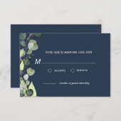 Navy Blue Eucalyptus Greenery UAWG Simple Einladung (Vorne/Hinten)