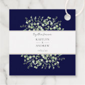Navy Blue Eucalyptus Together Forever Wedding Geschenkanhänger (Rückseite)