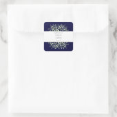 Navy Blue Eucalyptus Together Forever Wedding Quadratischer Aufkleber (Tasche)