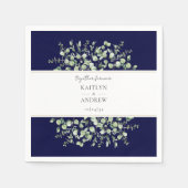 Navy Blue Eucalyptus Together Forever Wedding Serviette (Vorderseite)