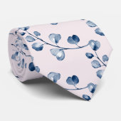 Navy Blue Eucalyptus Wedding Blush Pink Neck Tie Krawatte (Gerollt)