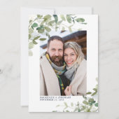 Navy Blue Eucalyptus Wedding Foto Save the Date (Vorderseite)