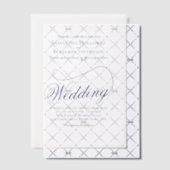 Navy Blue Extravagant Script Elegant Wedding Pergament Einladungen (Versetzt (Einladung))