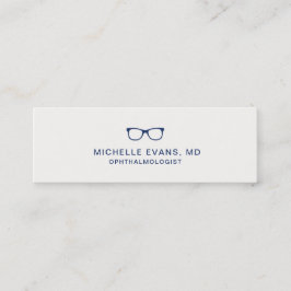 Navy Blue Eyeglasses Logo Optometrist Einfach Mini Visitenkarte