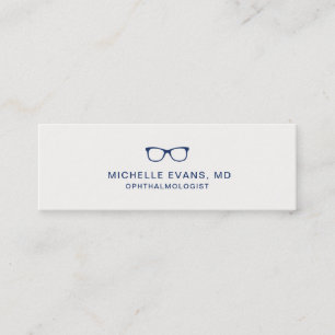 Navy Blue Eyeglasses Logo Optometrist Einfach Mini Visitenkarte