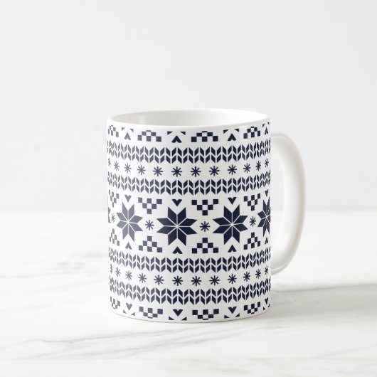 Navy Blue Fair Isle Pattern Kaffeetasse (VorderseiteRechts)