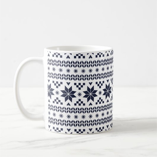 Navy Blue Fair Isle Pattern Kaffeetasse (Links)