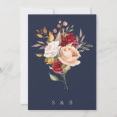 Navy Blue Fall Floral Brautparty Einladung (Rückseite)