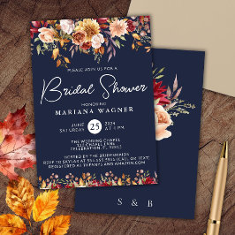 Navy Blue Fall Floral Brautparty Einladung
