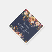 Navy Blue Fall Floral Brautparty Serviette (Ecke)