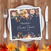 Navy Blue Fall Floral Brautparty Serviette
