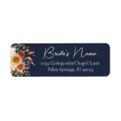 Navy Blue Fall Floral Bridal Rücksendeadresse (Vorne)