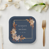 Navy Blue Fall Paper Plate Pappteller