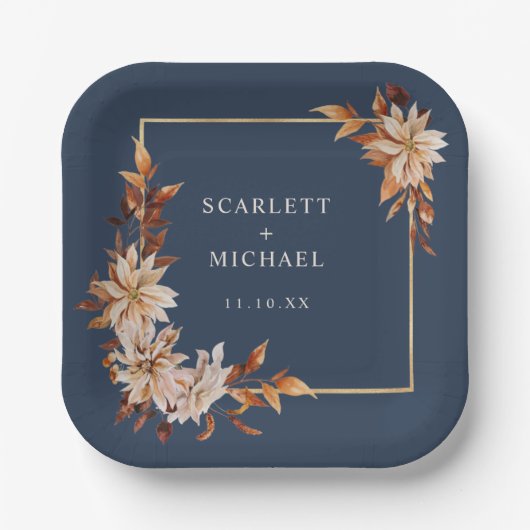 Navy Blue Fall Paper Plate Pappteller (Vorderseite)