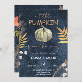 Navy Blue Fall Pumpkin Baby Dusche Einladung