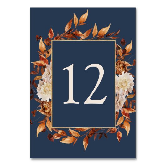 Navy Blue Fall Tischnummer (Vorderseite)