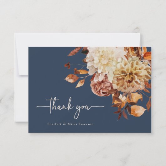 Navy Blue Fall Vielen Dank Dankeskarte (Vorderseite)