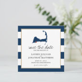 Navy Blue Falmouth Cape Cod Map Save the Date (Stehend Vorderseite)