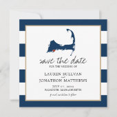 Navy Blue Falmouth Cape Cod Map Save the Date (Vorderseite)
