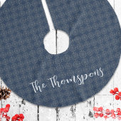 Navy Blue Family Name Custom Christmas Polyester Weihnachtsbaumdecke