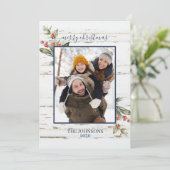 Navy Blue Farmhouse Frohe Weihnachten Kariertes Fo (Stehend Vorderseite)