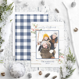 Navy Blue Farmhouse Frohe Weihnachten Kariertes Fo