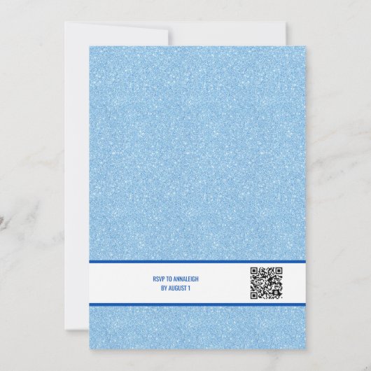 Navy + Blue Faux Glitter Bow  Einladung (Rückseite)