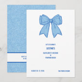 Navy + Blue Faux Glitter Bow Einladung (Vorne/Hinten)