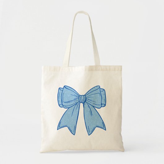 Navy + Blue Faux Glitter Bow Tragetasche (Vorne)